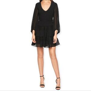 Bardot Mae Lace & Swiss dot fit and flare minidress size small/6